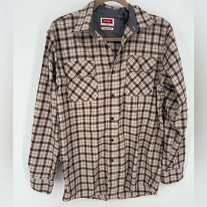 Wrangler Maroon and Cream Plaid Shirt